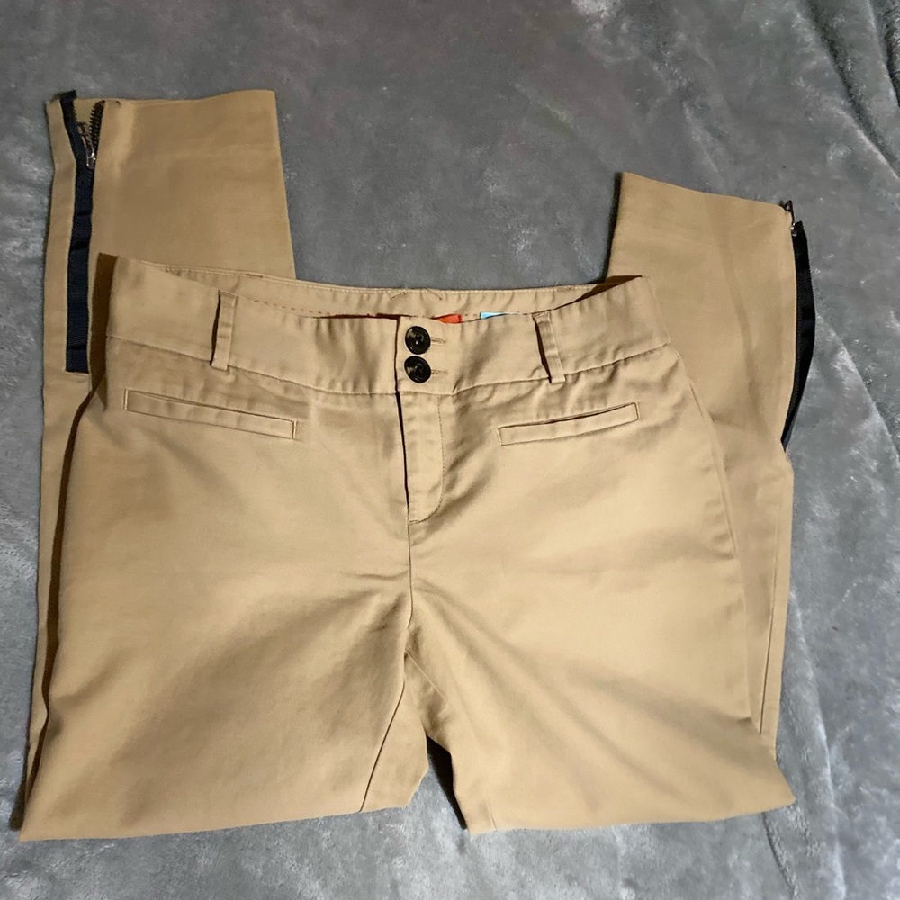 Anthropology Charlie Ankle zip pants Size 4 Light Khaki